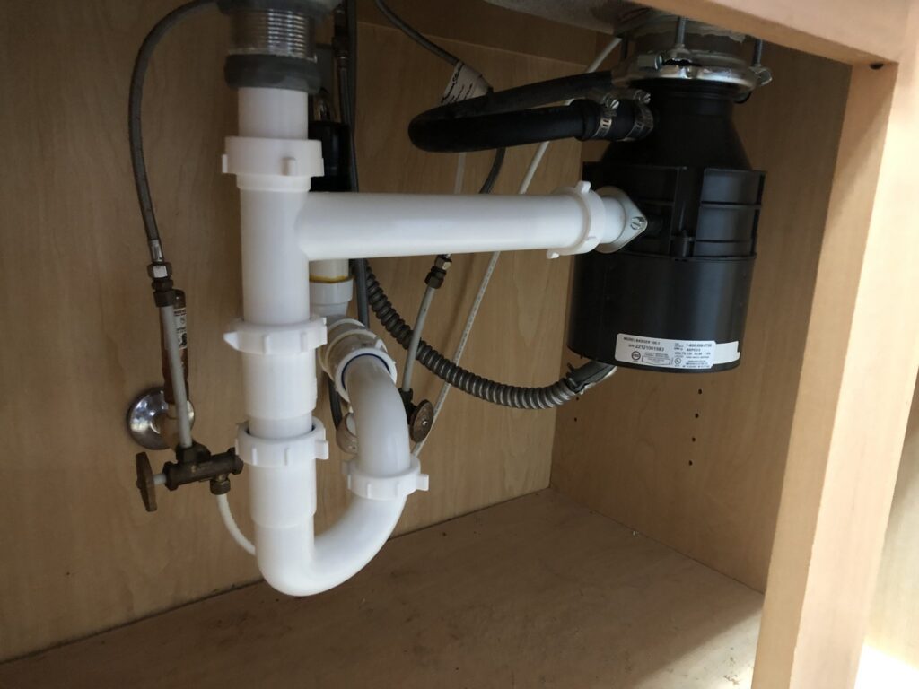 Kitchen sink P-trap and drain line