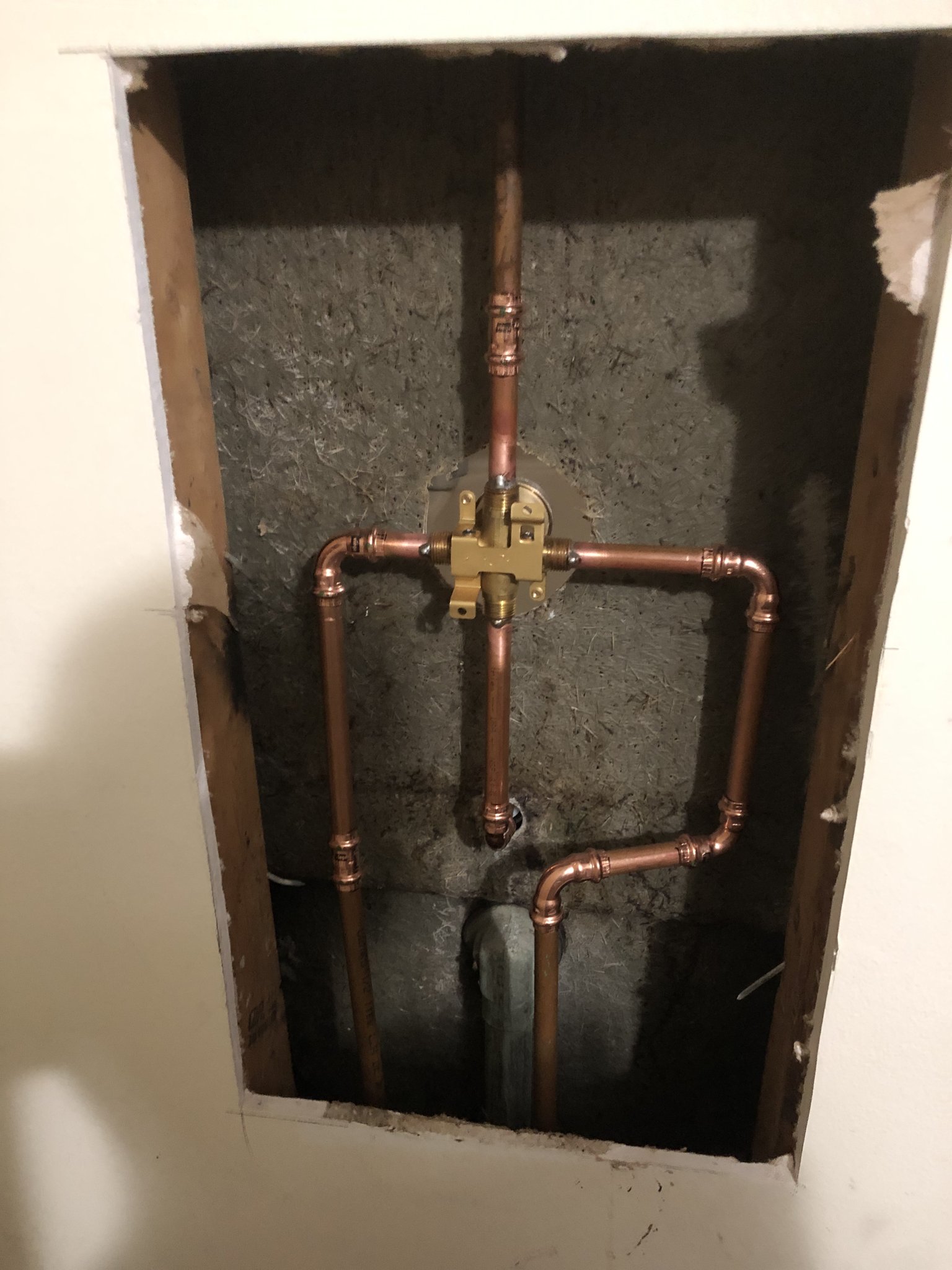 Whole-house copper repipe with new washer box and exterior main.