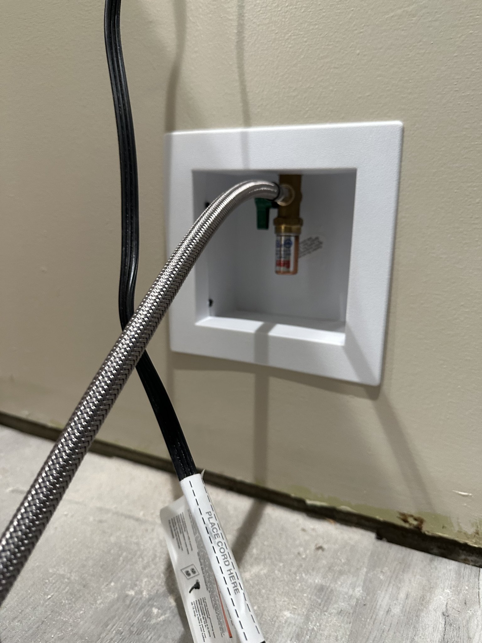 Whole-house copper repipe with new washer box and exterior main.