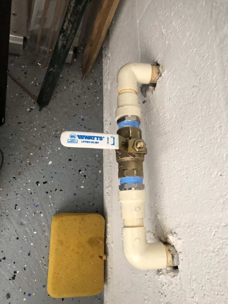 New quarter-turn ball valve installed on a copper water line in Palm Coast