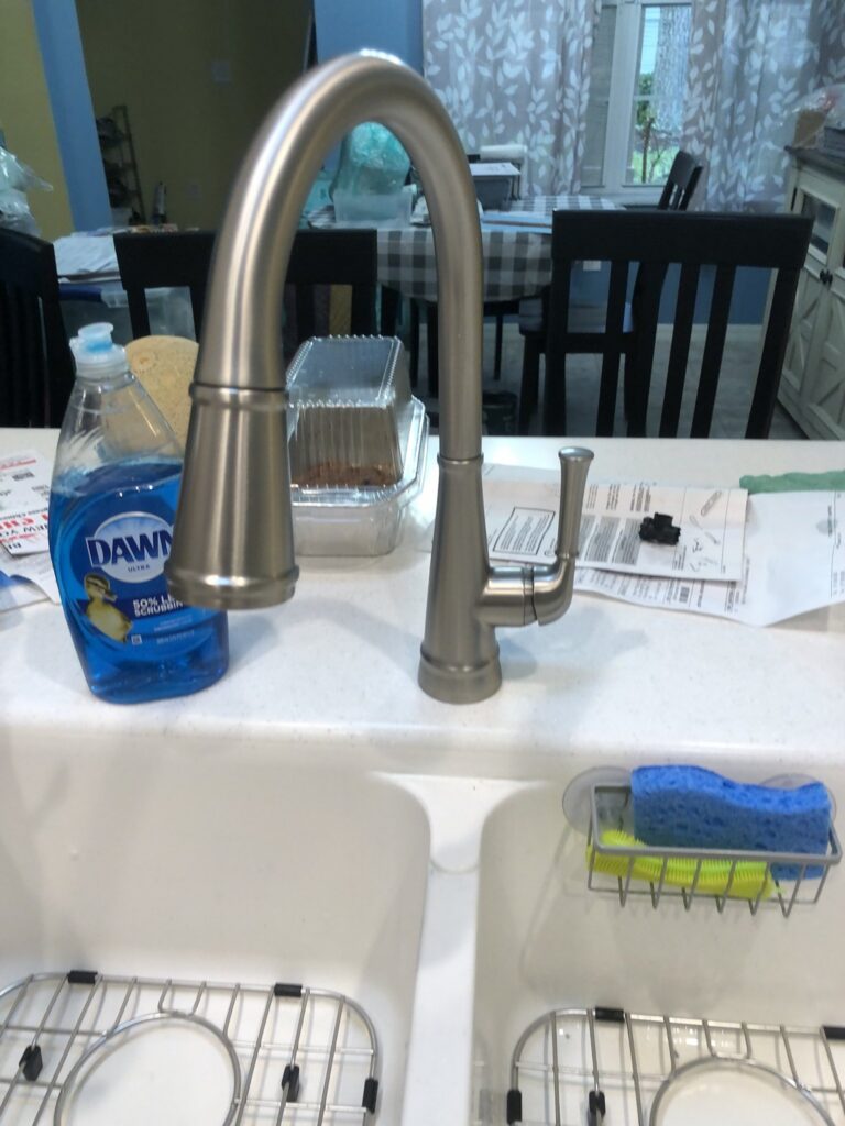 Pull-down kitchen faucet installed on a new sink in Palm Coast