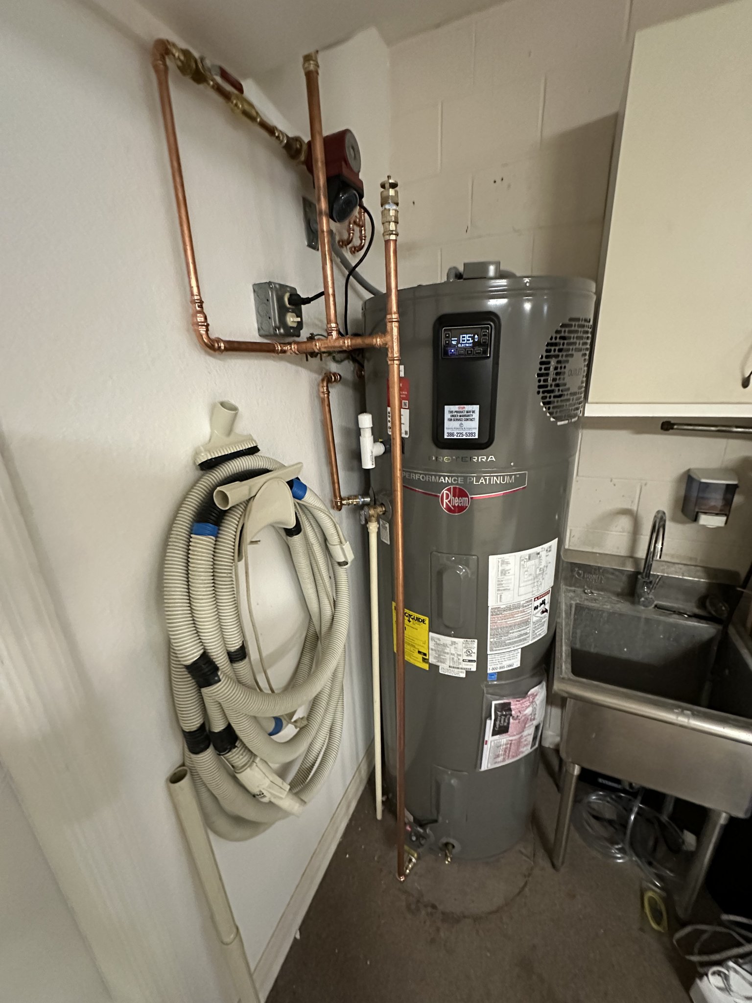 Bathroom remodel rough-in, rain shower, pot filler and water heater.