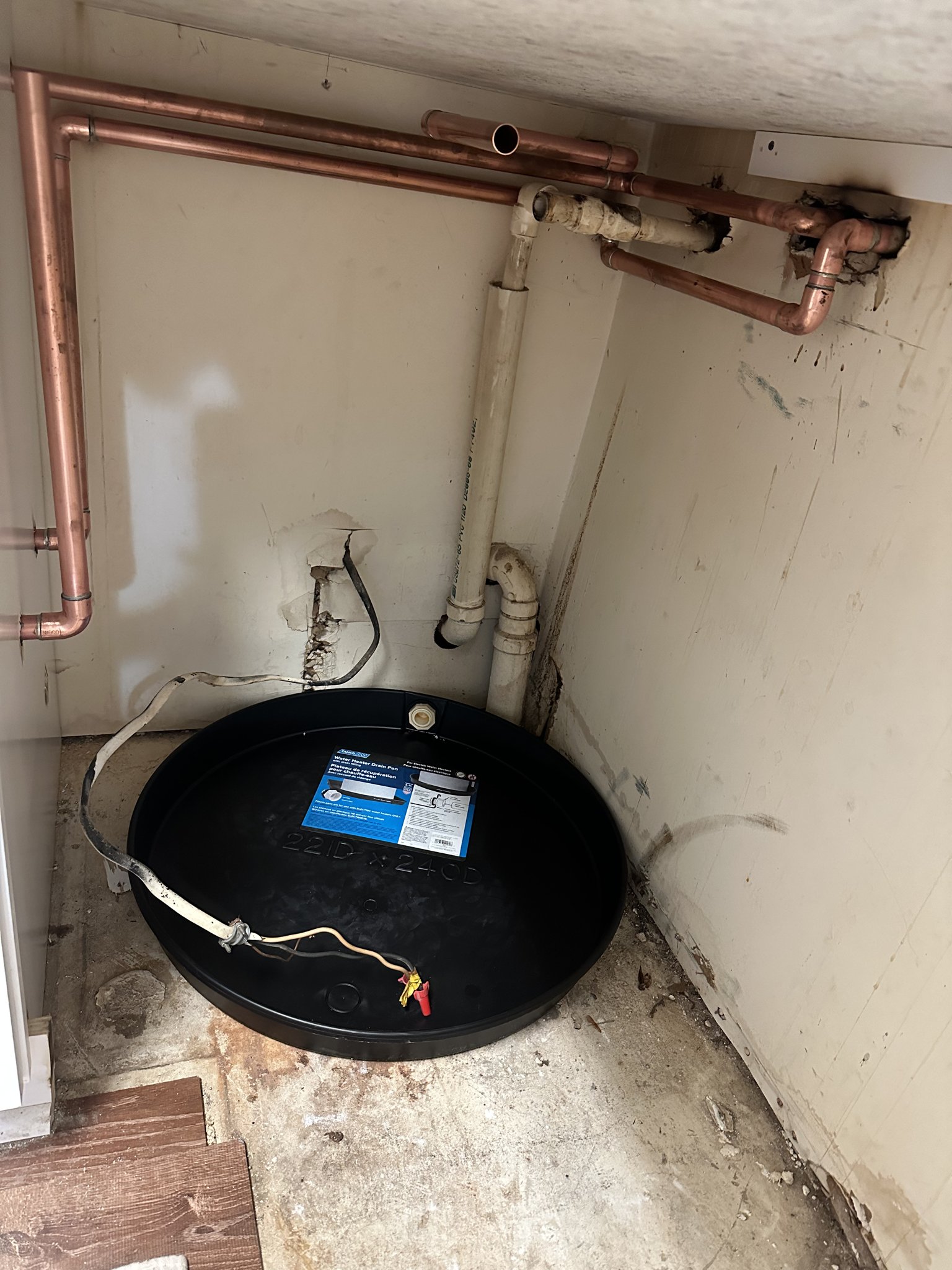 Water heater replacement and full bathroom remodel.