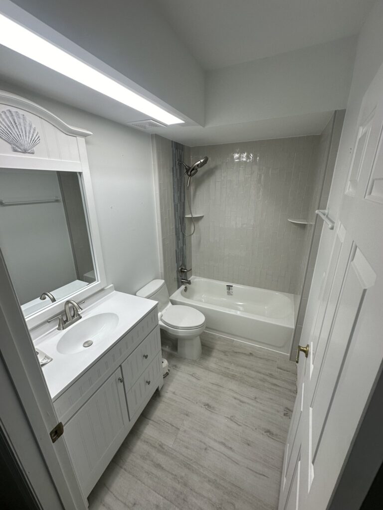 Finished remodeled bathroom with new vanity and tub in Palm Coast
